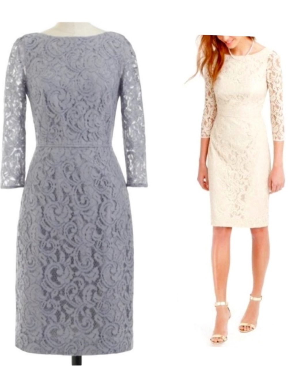 J. Crew Natalia Dress in Leavers Lace Storm Gray size 12 Midi